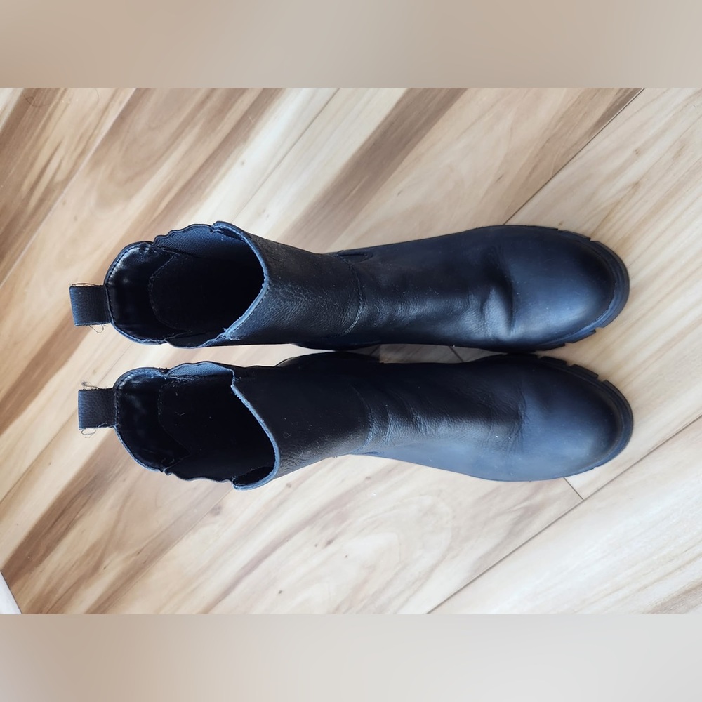 Saks Fifth Avenue | Black Leather Combat Boots - Picture 4 of 7